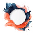 Treandy background with empty badge circle in the center watercolor stains Royalty Free Stock Photo