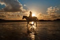 Trearddur Bay beach at sunset Royalty Free Stock Photo
