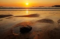 Trearddur Bay Beach at sunset Royalty Free Stock Photo