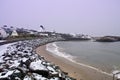 Trearddur Bay in the snow Royalty Free Stock Photo