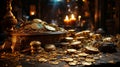 Glowing Treasure in a room with piles of gold