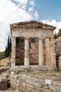 Treasure of the Athenians at Delphi oracle archaeological site Royalty Free Stock Photo