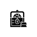 Treasure chest black icon concept. Treasure chest flat vector symbol, sign, illustration.