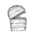 Treasure Chest With Coins Side View Vintage Vector