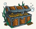 Treasure chest colorful vintage sticker