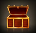 Treasure chest, empty wooden box, open casket Royalty Free Stock Photo