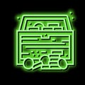 treasure chest found in pirate game neon glow icon illustration