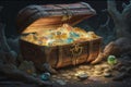 Treasure chest full of precious stones and precious stones, Generative AI