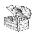 Treasure Chest Heap Golden Coins Vintage Vector