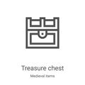 treasure chest icon vector from medieval items collection. Thin line treasure chest outline icon vector illustration. Linear