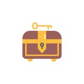 Treasure chest and key flat icon Royalty Free Stock Photo