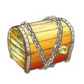 Treasure Chest With Padlock Color Vector