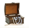 Treasure Chest, Pearls, Gold Coin CLIPPING PATH Royalty Free Stock Photo