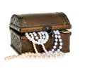 Treasure Chest, Pearls, Gold Coin CLIPPING PATH Royalty Free Stock Photo