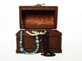 Treasure chest with pearls. Royalty Free Stock Photo