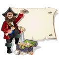 Treasure chest and pirate blank frame