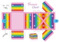 Treasure Chest Rainbow Colored Template Paper Model Sheet Trove