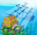 Treasure chest with shipwreck