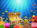 Treasure chest in underwater Royalty Free Stock Photo