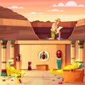 Treasure hunter searching pharaoh treasury vector