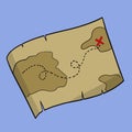 Treasure hunting map, vector illustration , design element Royalty Free Stock Photo
