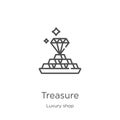 treasure icon vector from luxury shop collection. Thin line treasure outline icon vector illustration. Outline, thin line treasure