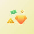Treasure icons collection with smooth style coloring Royalty Free Stock Photo