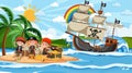 Treasure Island scene at daytime with Pirate kids