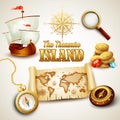 Treasure Island. Vector icons set