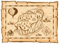 Treasure map with island and balloon Royalty Free Stock Photo