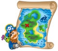 Treasure map with lurking pirate Royalty Free Stock Photo