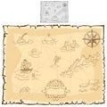 Treasure map on old parchment. Vector