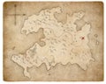 Treasure medieval pirates map page isolated