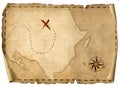 Treasure pirates` old map isolated 3d illustration