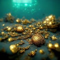 Treasure Trove: A Pile of Golden Coins,Golden Bounty: A Heap of Gleaming Riches,Wealth Unearthed: A Scatter of Gold Coins Royalty Free Stock Photo