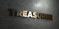 Treasurer - Gold text on black background - 3D rendered royalty free stock picture Royalty Free Stock Photo