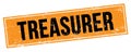 TREASURER text on black orange grungy rectangle stamp