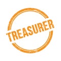 TREASURER text written on orange grungy round stamp