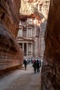 The Treasury Build of Petra, Jordan seen from the Siq Canyon.