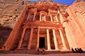 The Treasury Al Khazneh of Petra Ancient City at Sunset, Jordan Royalty Free Stock Photo