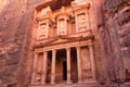 The Treasury Al Khazneh of Petra Ancient City at Sunset, Jordan Royalty Free Stock Photo