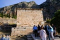 Treasury of the Athenians and Temple of Apollo, Delphi, Greece Royalty Free Stock Photo