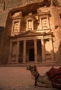 Treasury at City of Petra with perfect light and shadows, Jordan