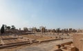 Treasury on left and Ruins of Hall of 100 Columns in Persepolis Royalty Free Stock Photo