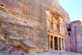 Treasury Monument in mount side of city Petra Royalty Free Stock Photo