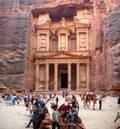 The Treasury, Petra historic and archaeological city carved from sandstone stone, Jordan, Middle East