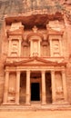 The treasury at Petra, Lost rock city of Jordan. Royalty Free Stock Photo