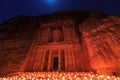 The Treasury, Petra By Night. An Ancient City of Petra, Al Khazneh, Jordan Royalty Free Stock Photo