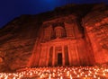 The Treasury, Petra By Night. An Ancient City of Petra, Al Khazneh, Jordan