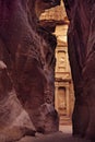 Treasury of Petra, view from the Siq, Jordan Royalty Free Stock Photo